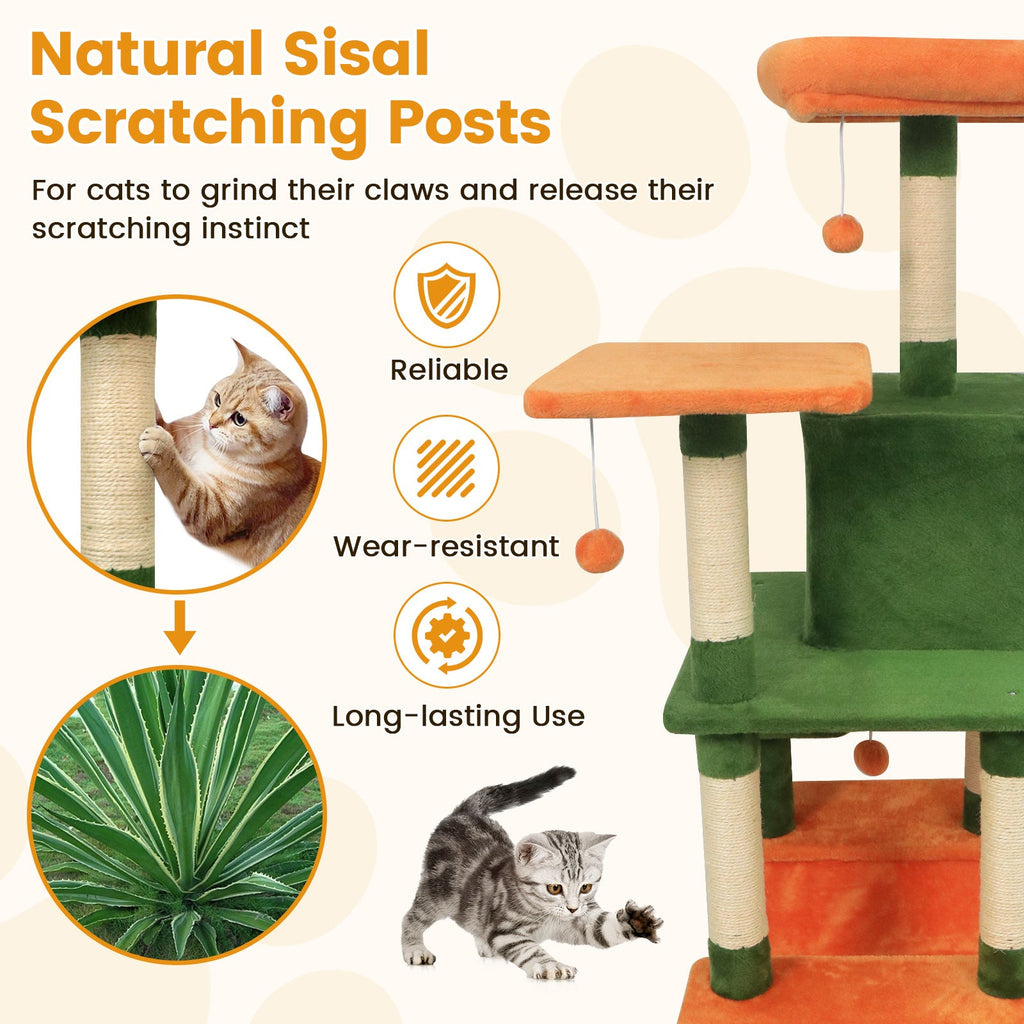 58" Multi-Level Cat Tree Soft Plush Cat Tower with Padded Top Perch