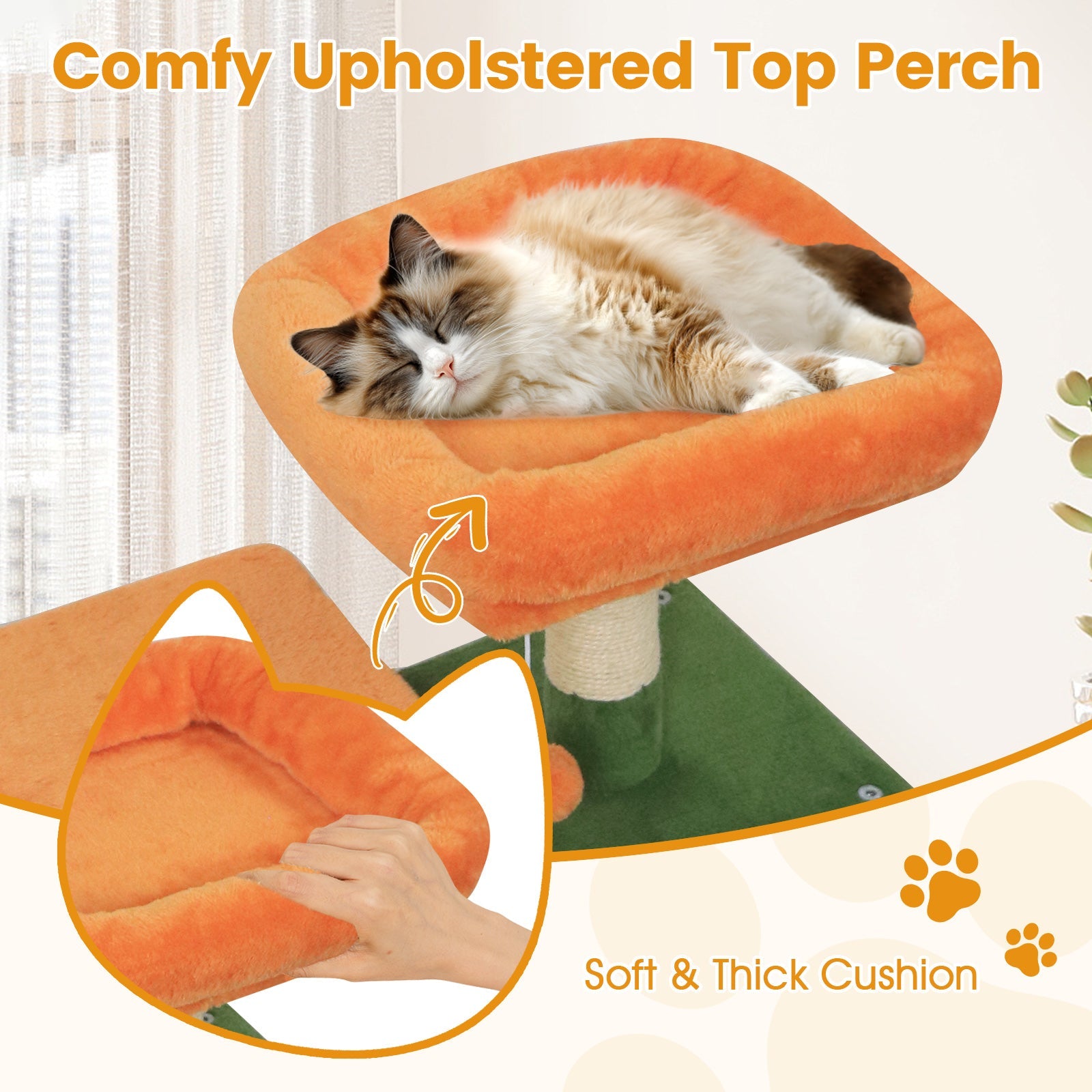 58" Multi-Level Cat Tree Soft Plush Cat Tower with Padded Top Perch