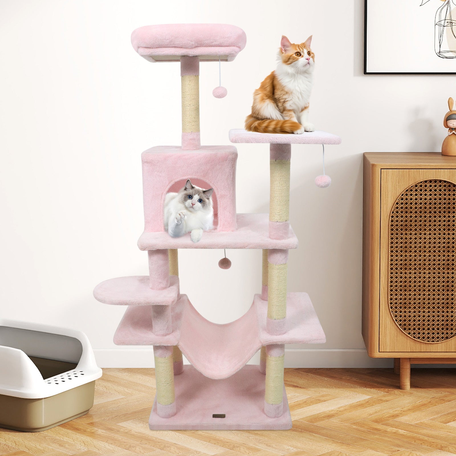 58" Multi-Level Cat Tree Soft Plush Cat Tower with Padded Top Perch