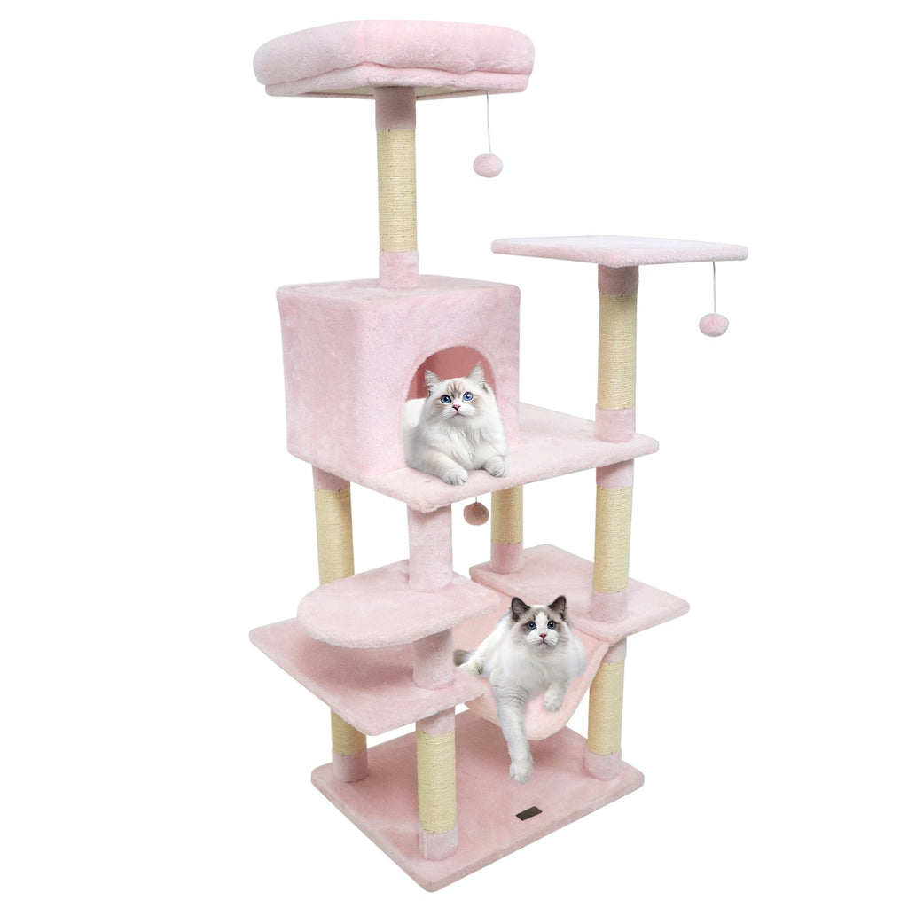 58" Multi-Level Cat Tree Soft Plush Cat Tower with Padded Top Perch