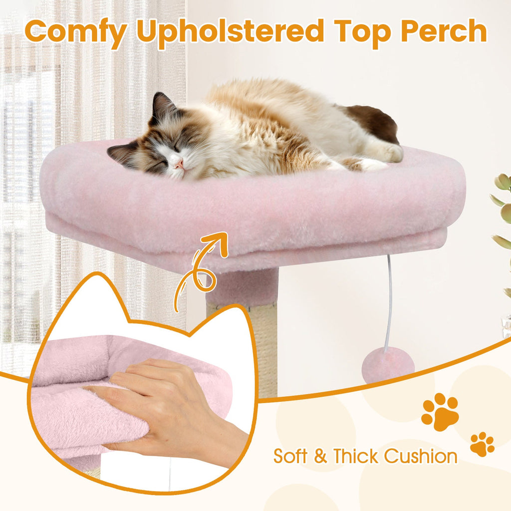 58" Multi-Level Cat Tree Soft Plush Cat Tower with Padded Top Perch