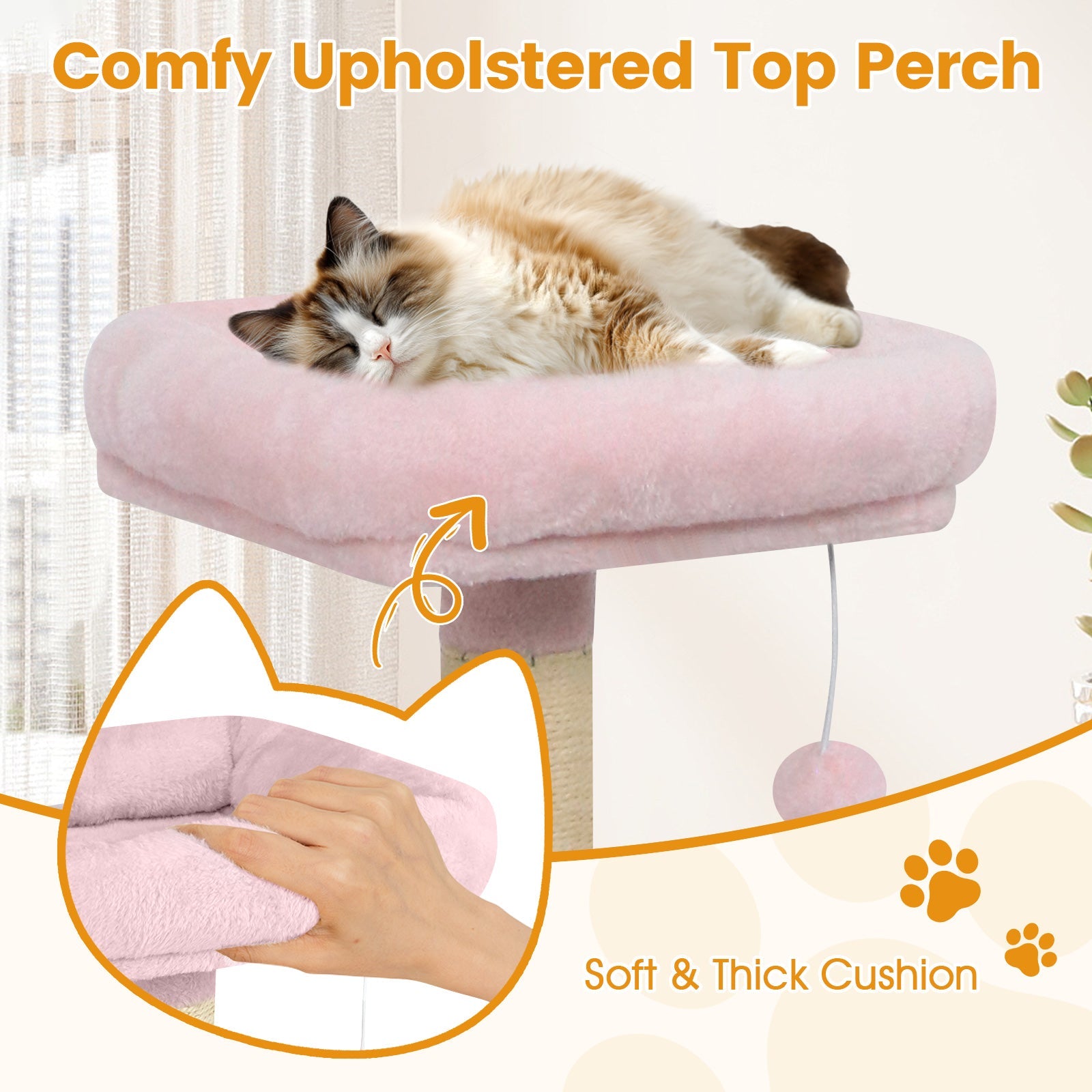 58" Multi-Level Cat Tree Soft Plush Cat Tower with Padded Top Perch