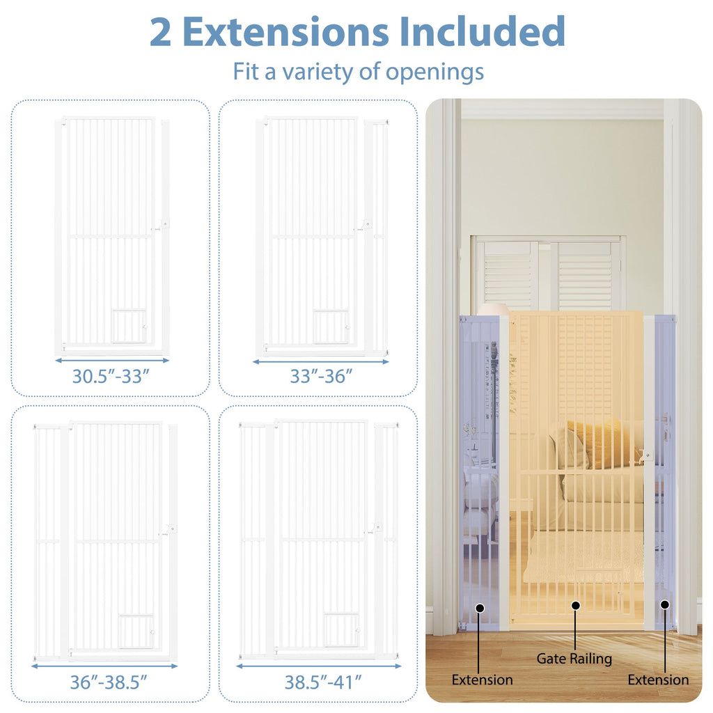 59‚Äù Extra Tall Pet Gate Heavy-Duty Metal Cat Gate with Wide Opening-White