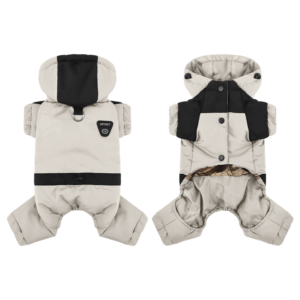 Water Resistant Dog Winter Coat, Graphene Thermal Warm Four Legged Dog Snow Jacket Hooded Pet Cold Weather Snowsuit, Windproof Padded Dog Clothes For Small Medium Dogs