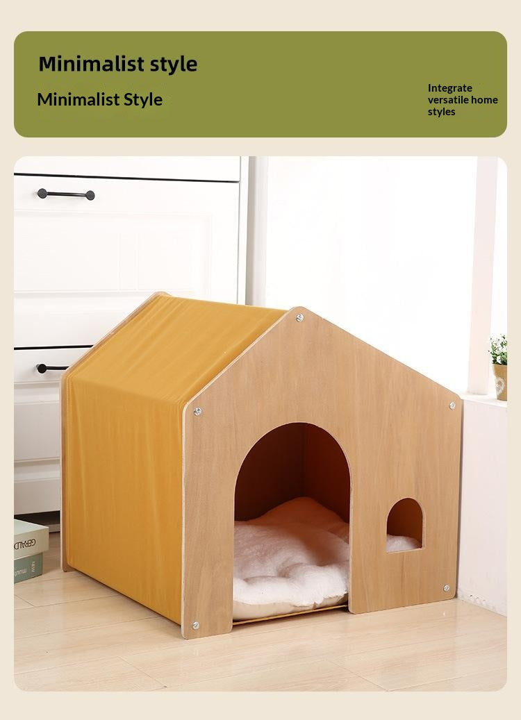 All-season Eco-friendly Solid Wood Pet Furniture, Washable & Breathable Cat Dog Bed