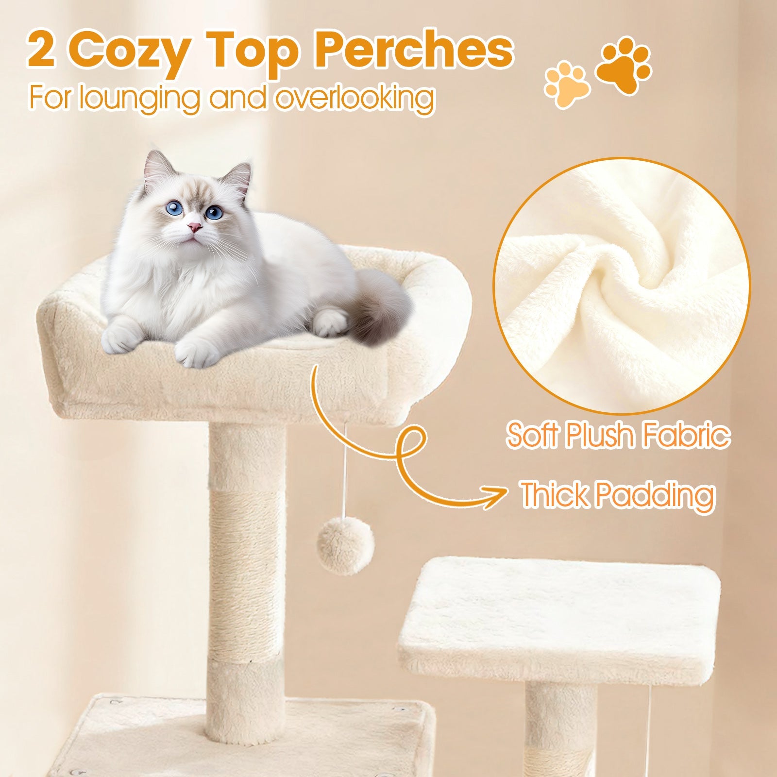 66 Inch Tall Cat Tree Multi-Level Cat Tower with 2 Condos Sisal Scratching Posts