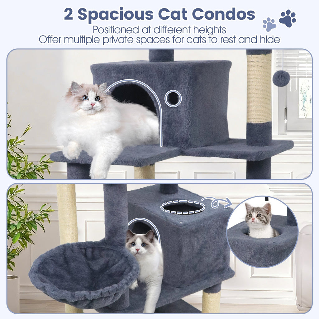 66 Inch Tall Cat Tree Multi-Level Cat Tower with 2 Condos Sisal Scratching Posts