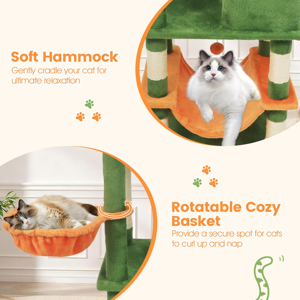 66 Inch Tall Cat Tree Multi-Level Cat Tower with 2 Condos Sisal Scratching Posts