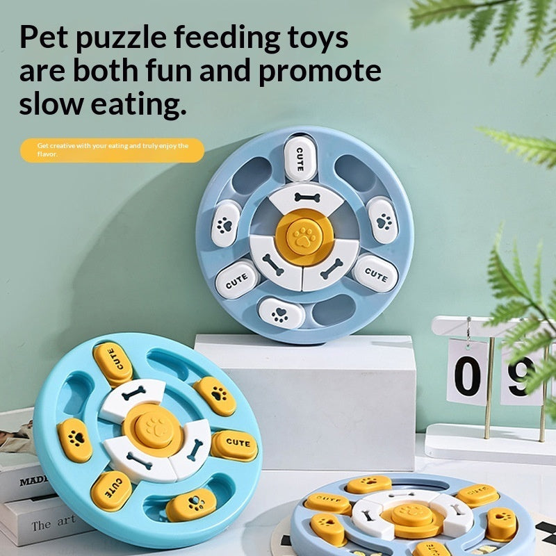 Pet Round Sounding Puzzle Toy In Blue And Yellow, Durable For Biting And Teething Training