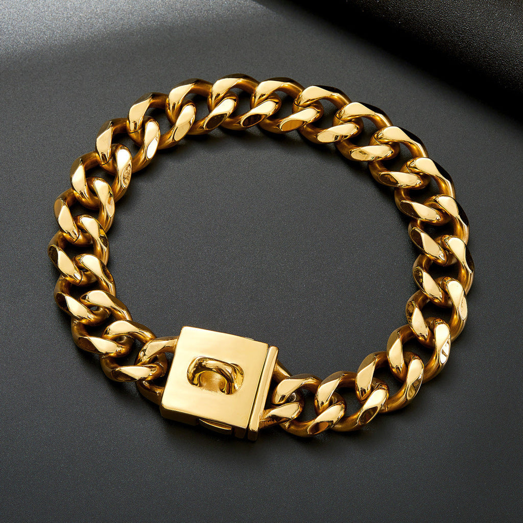 Stainless Steel Gold And Silver Buckle Pet Dog Necklace Collar