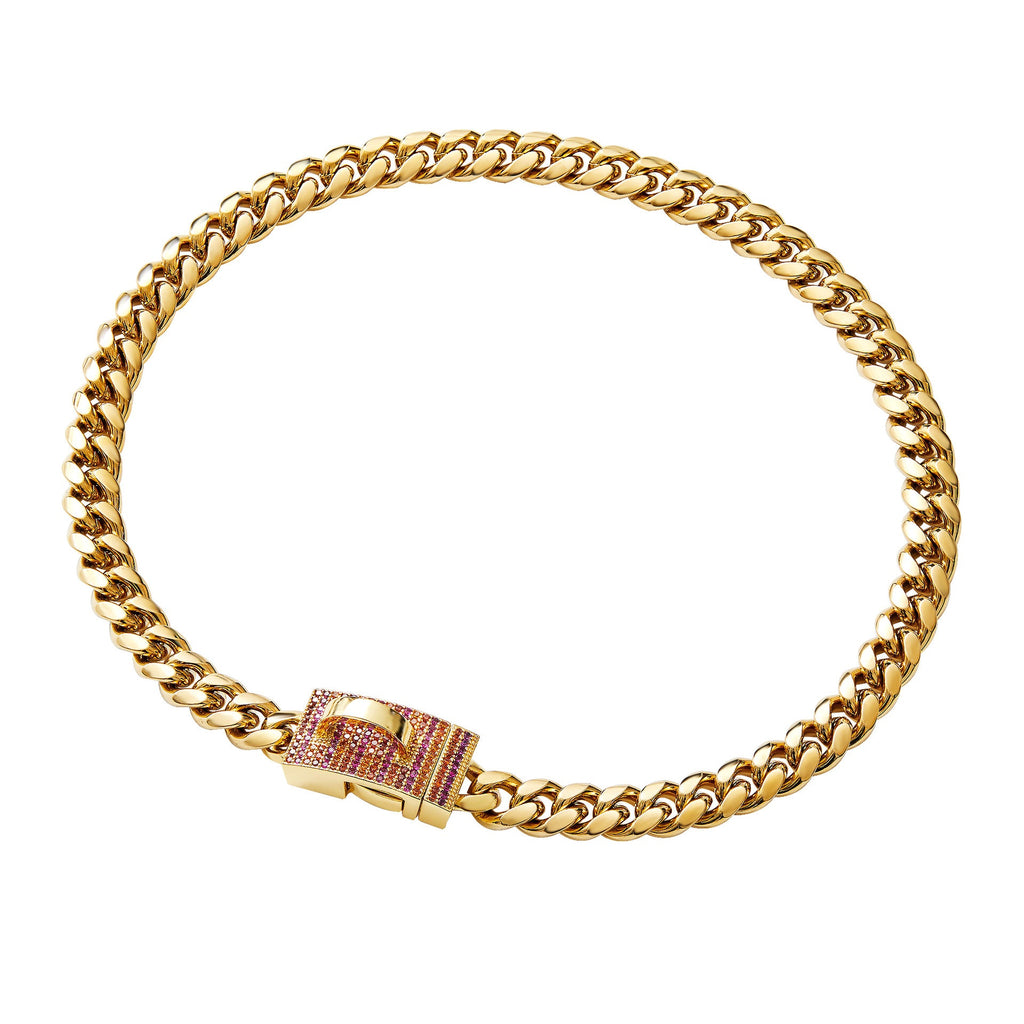 Pet Dog Collar Gold Stainless Steel Dog Leash