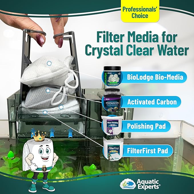 Aquatic Experts Aquarium Filter Floss for Fish Tank Filters - FilterFirst Aquarium Filter Pad - Media Roll for Crystal Clear Water, 3/4" - 1" Thick (18 Inch Wide, 24 Feet Long)