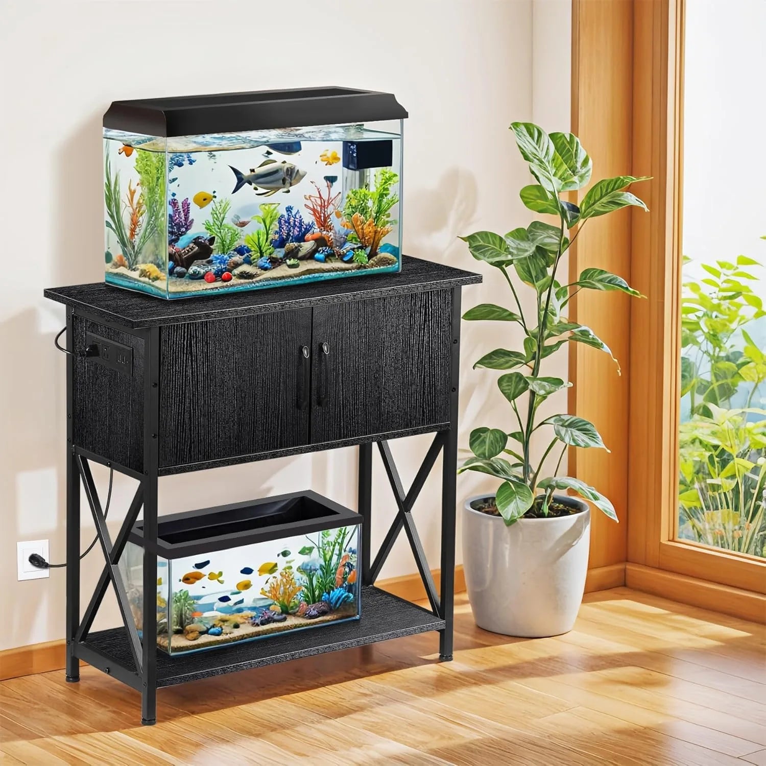 20-29 Gallon Metal Double Aquarium Stand for Fish Tank Accessories, Storage  30.71''L x 12.6''