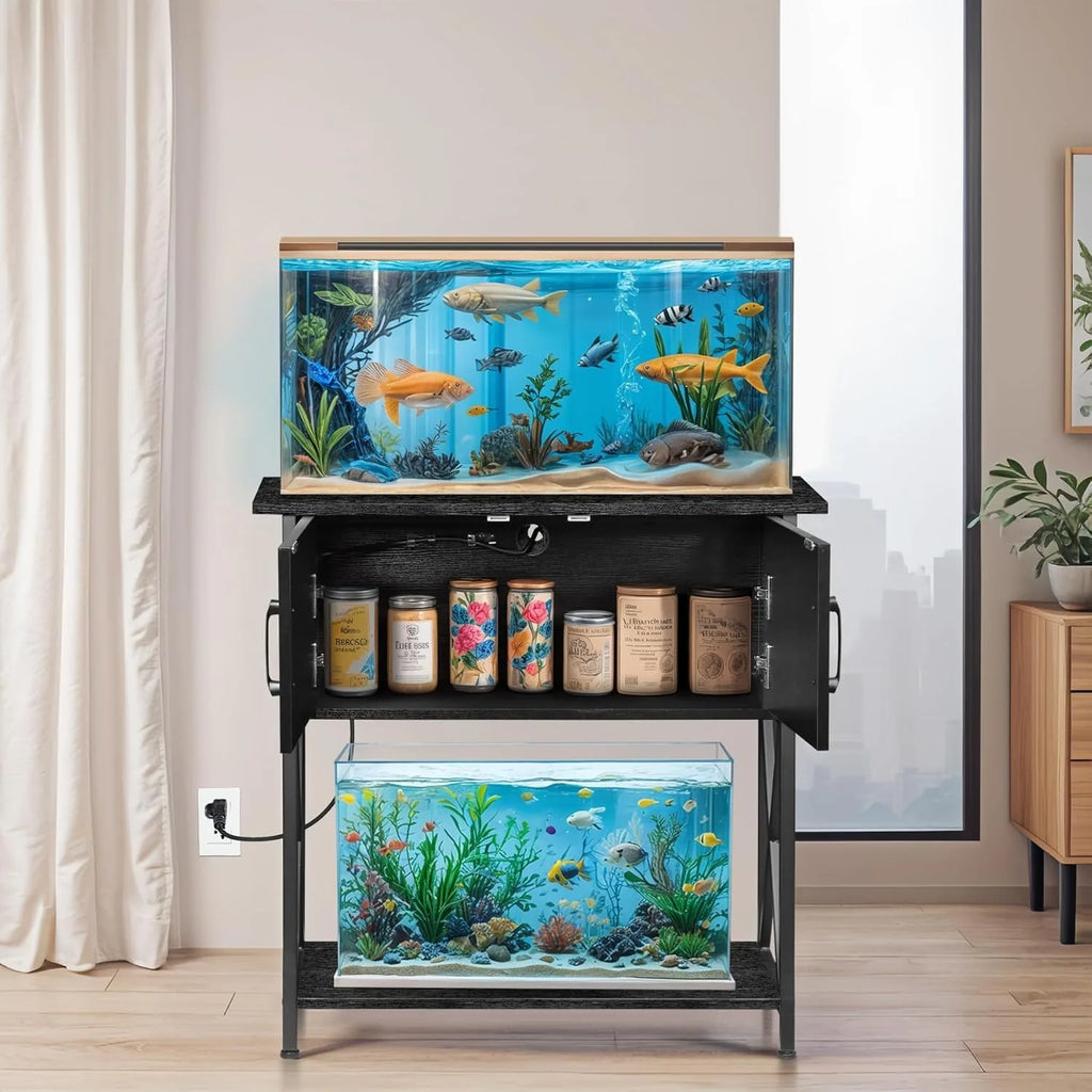 20-29 Gallon Metal Double Aquarium Stand for Fish Tank Accessories, Storage  30.71''L x 12.6''
