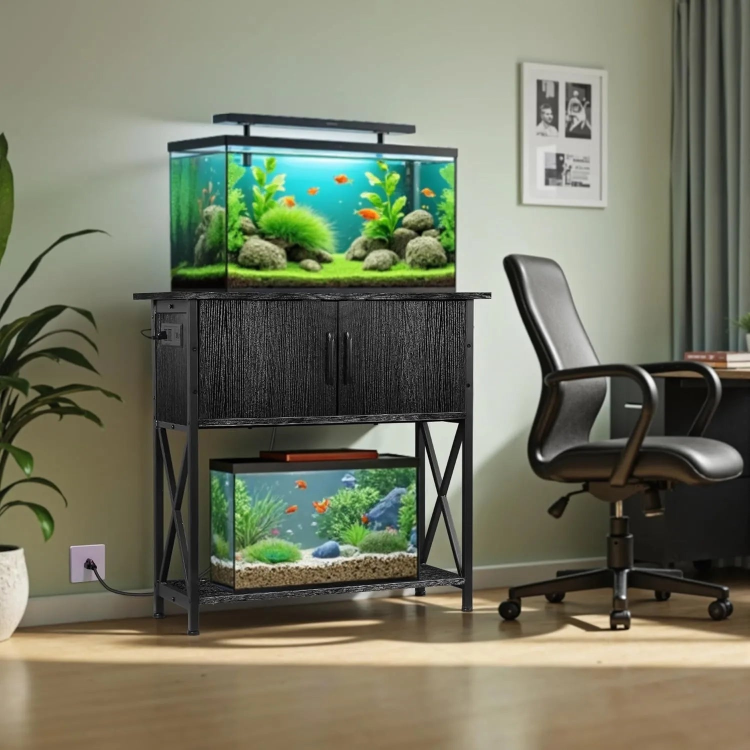 20-29 Gallon Metal Double Aquarium Stand for Fish Tank Accessories, Storage  30.71''L x 12.6''
