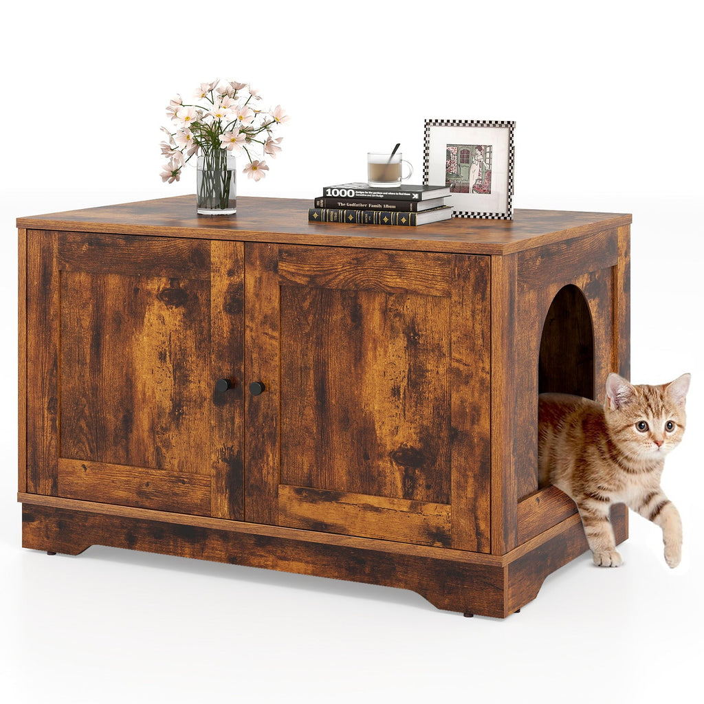 Cat Litter Box Enclosure Furniture Indoor Wooden Cat House End Side Table Nightstand