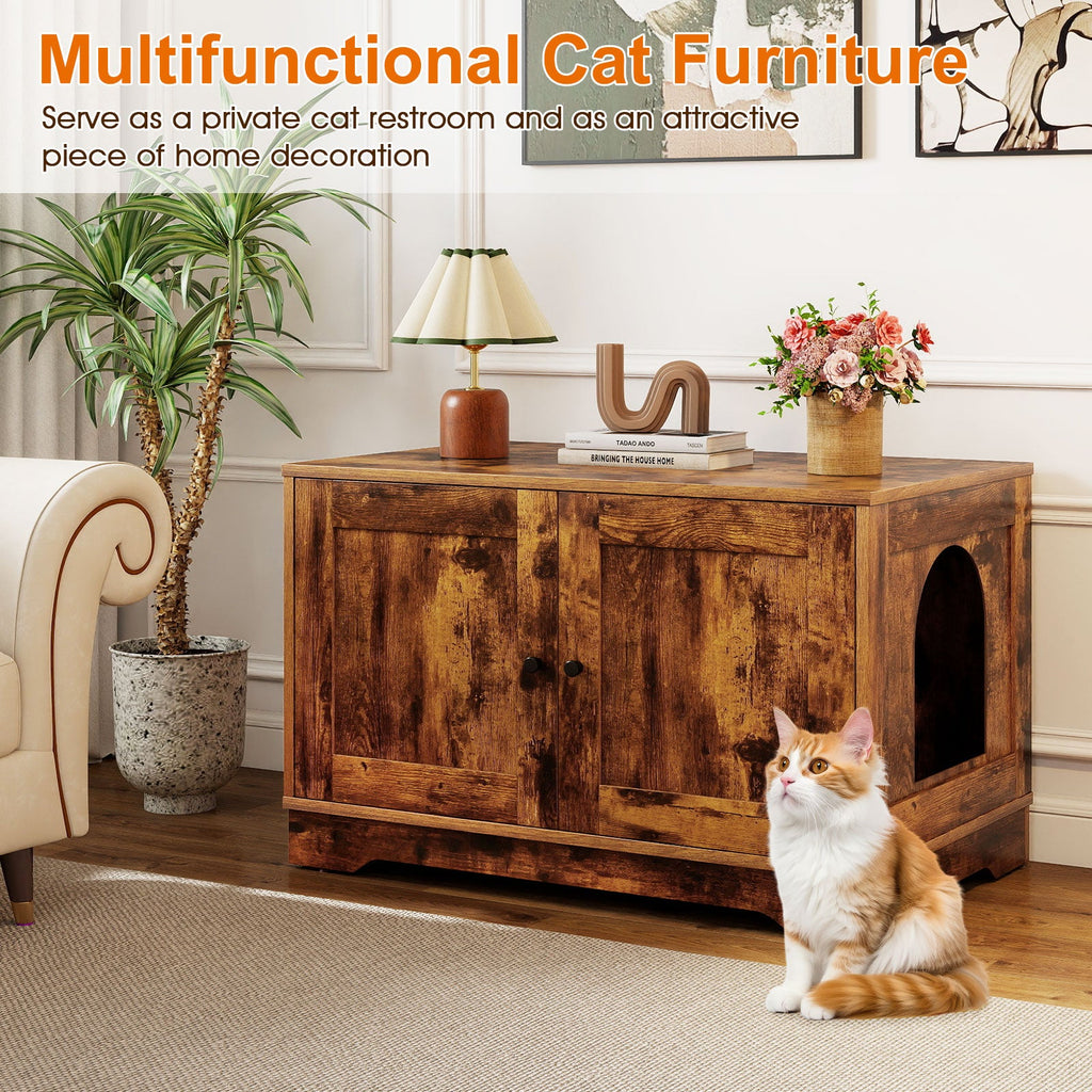 Cat Litter Box Enclosure Furniture Indoor Wooden Cat House End Side Table Nightstand