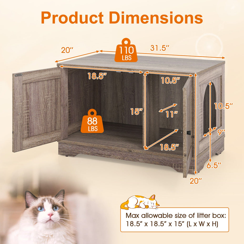 Cat Litter Box Enclosure Furniture Indoor Wooden Cat House End Side Table Nightstand
