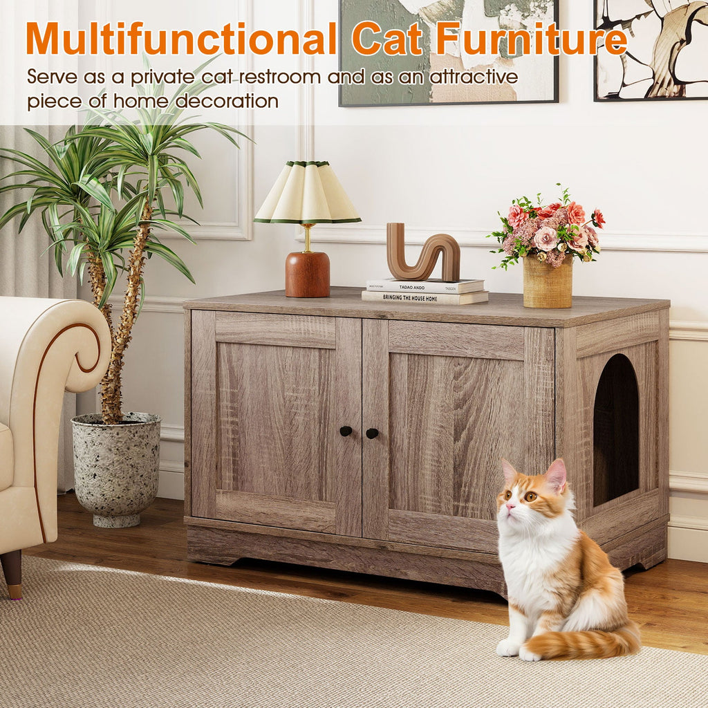 Cat Litter Box Enclosure Furniture Indoor Wooden Cat House End Side Table Nightstand