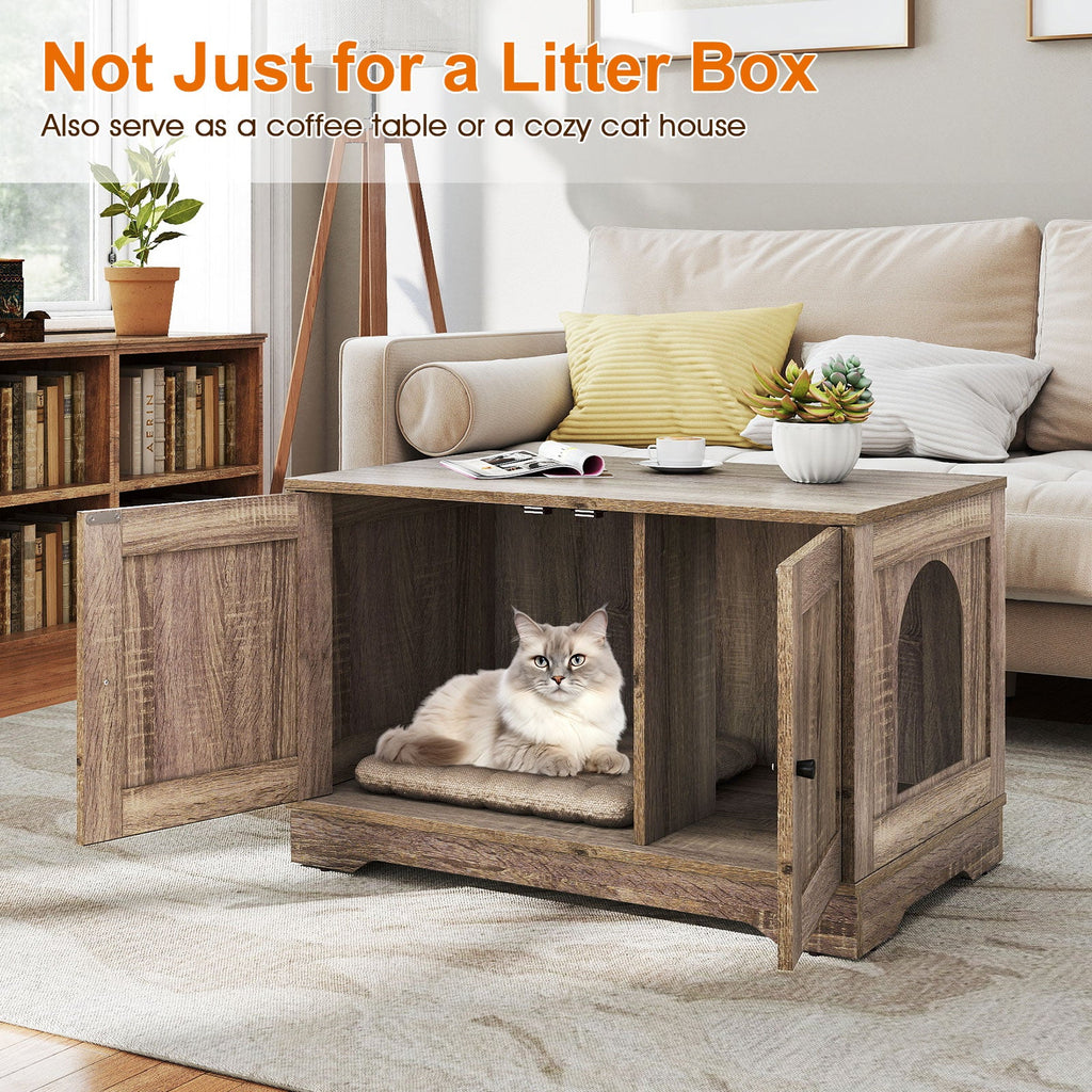 Cat Litter Box Enclosure Furniture Indoor Wooden Cat House End Side Table Nightstand