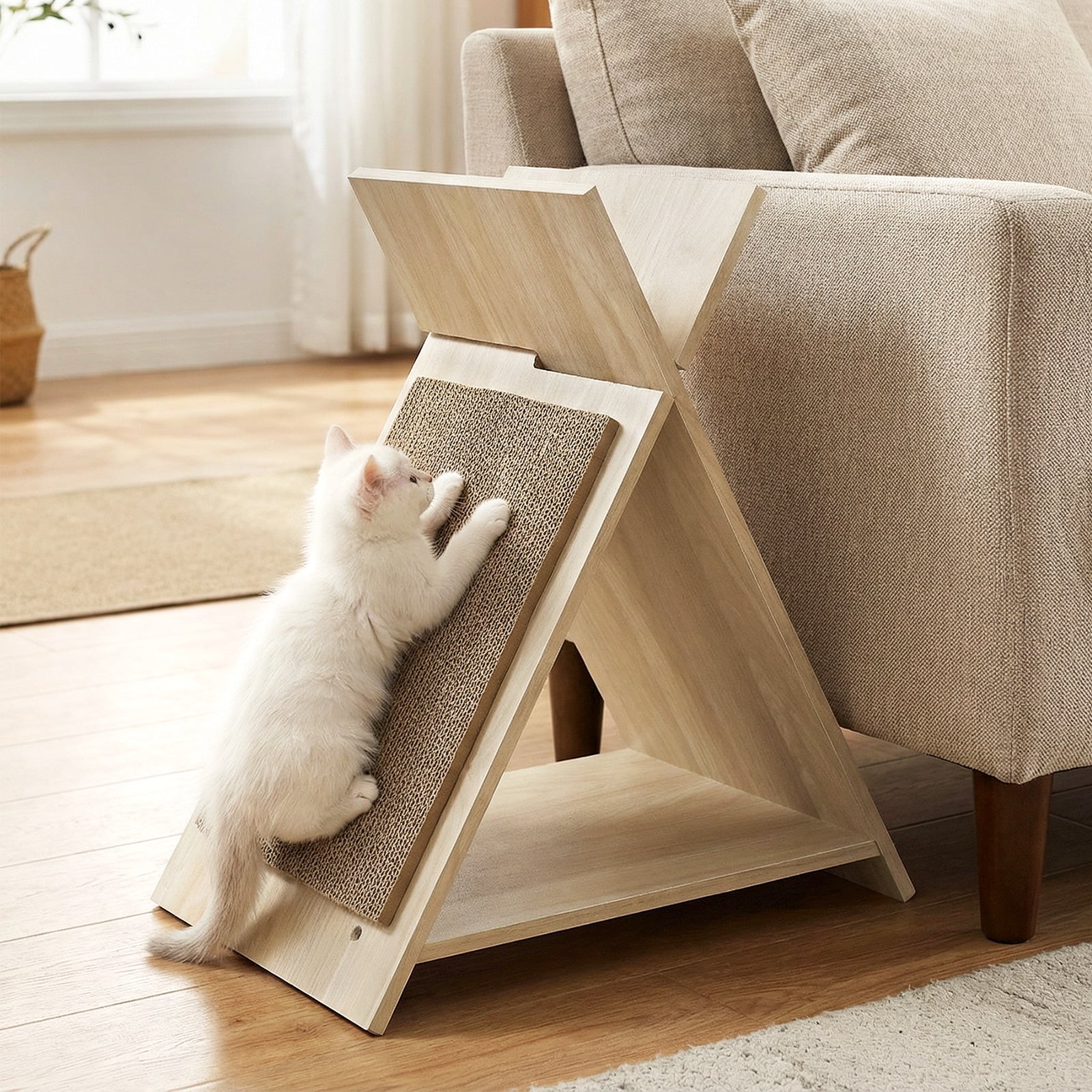 Cat Scratcher for Claw Sharpening and Furniture Protection-Natural
