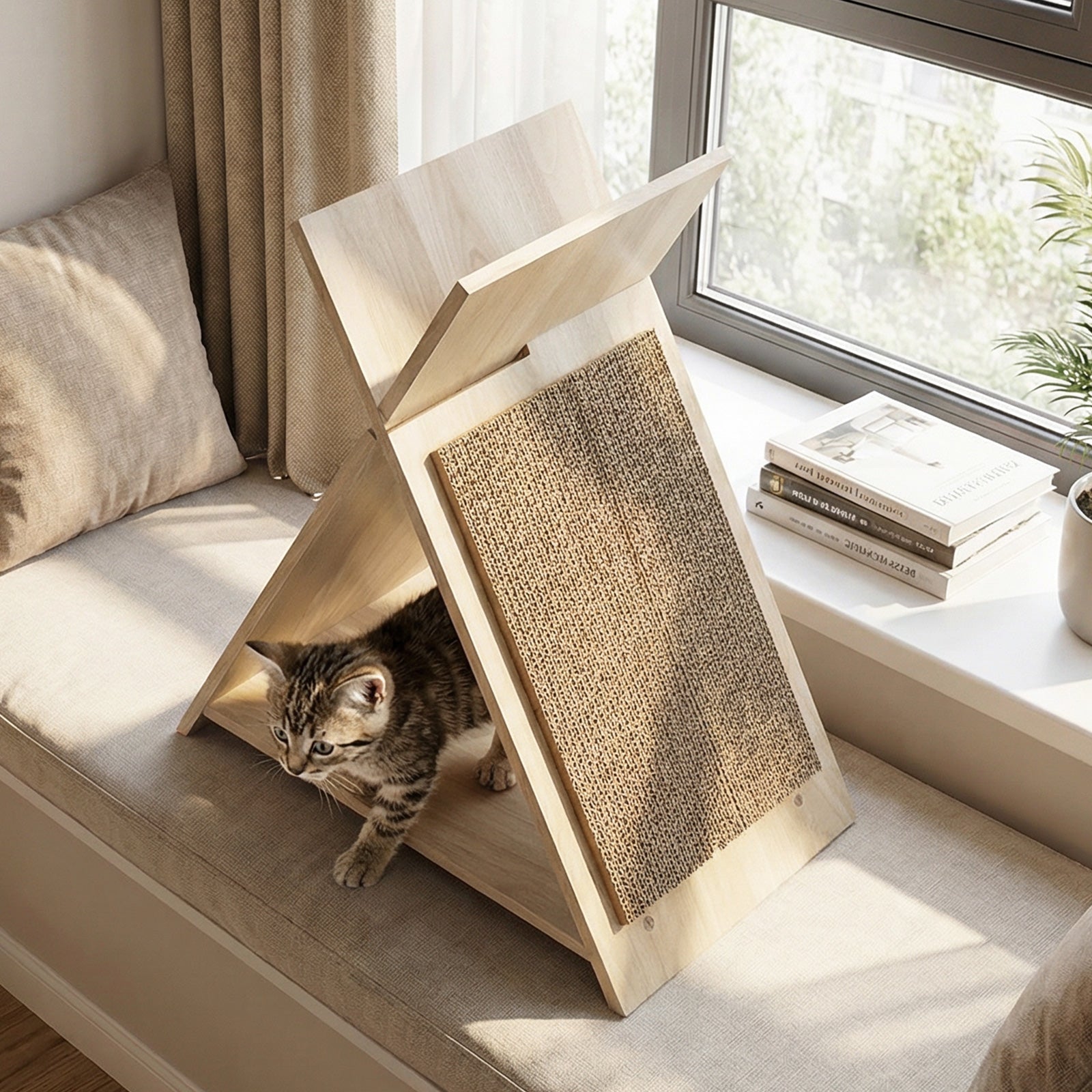 Cat Scratcher for Claw Sharpening and Furniture Protection-Natural