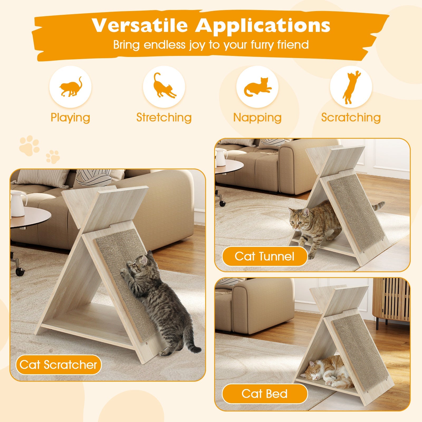 Cat Scratcher for Claw Sharpening and Furniture Protection-Natural