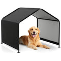 Dog Shade Shelter with Waterproof Roof for Large Medium Small Breeds-Black