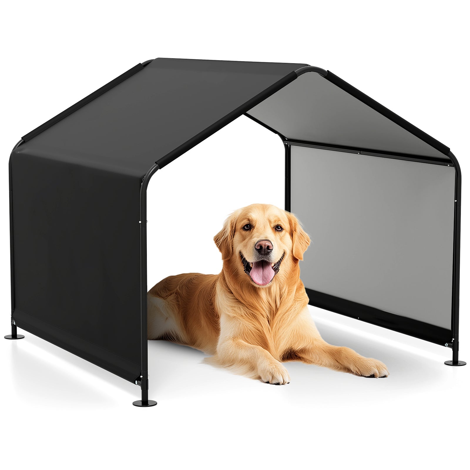 Dog Shade Shelter with Waterproof Roof for Large Medium Small Breeds-Black