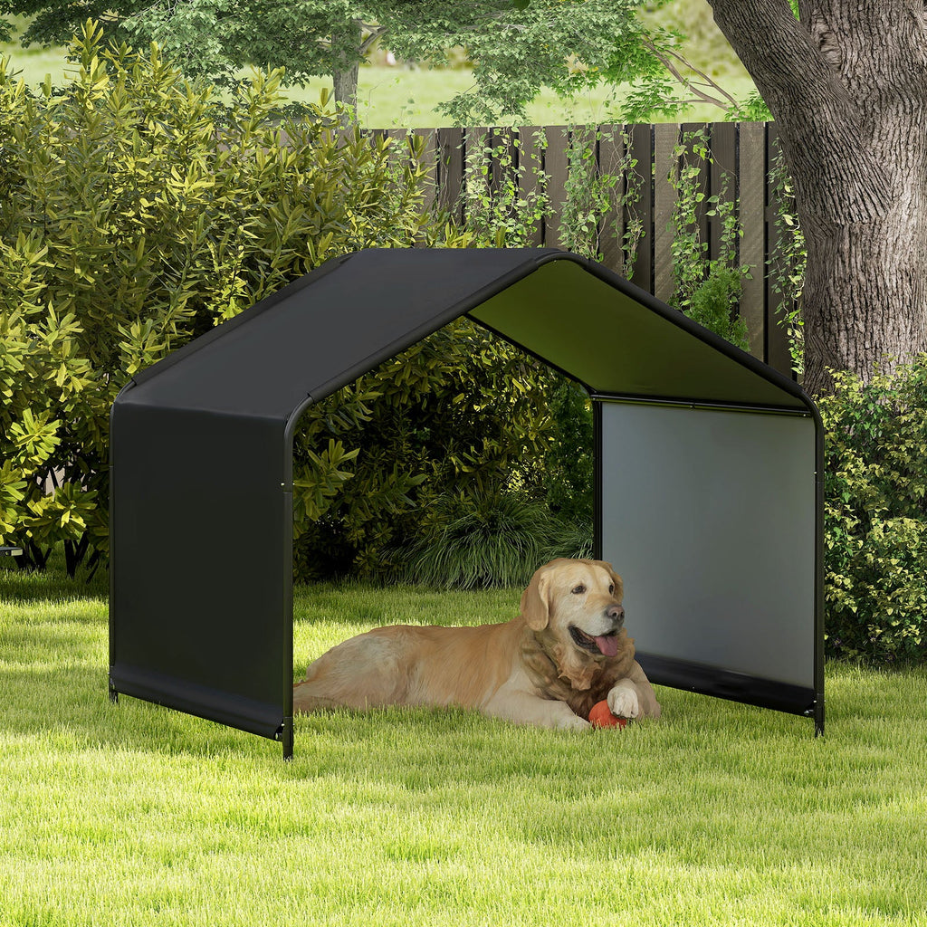 Dog Shade Shelter with Waterproof Roof for Large Medium Small Breeds-Black
