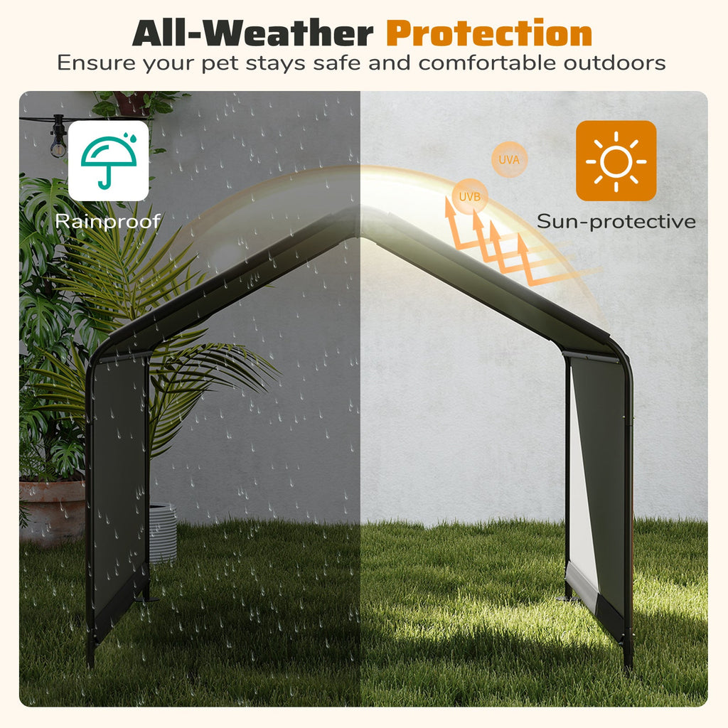 Dog Shade Shelter with Waterproof Roof for Large Medium Small Breeds-Black