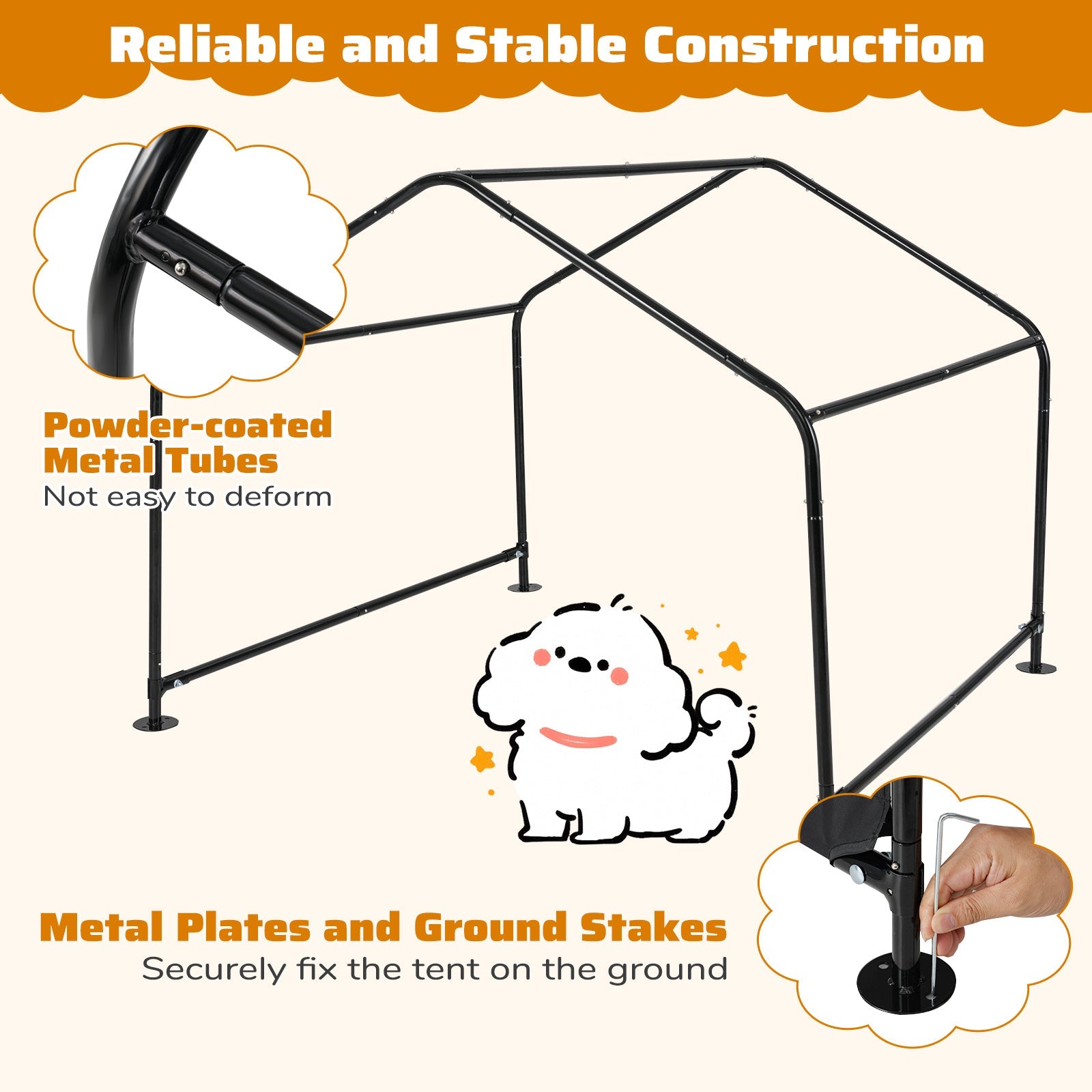 Dog Shade Shelter with Waterproof Roof for Large Medium Small Breeds-Black