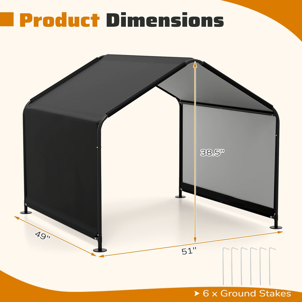 Dog Shade Shelter with Waterproof Roof for Large Medium Small Breeds-Black