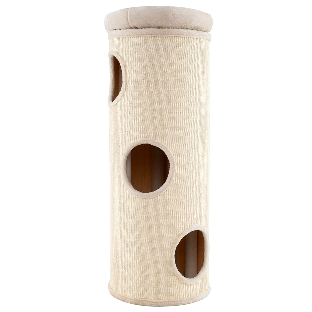 49 Inch Elevated Cat Cave 4-Story Cat House for Multiple Cats-Beige