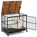 Foldable Dog Crate Furniture with Removable Tray and Lockable Door