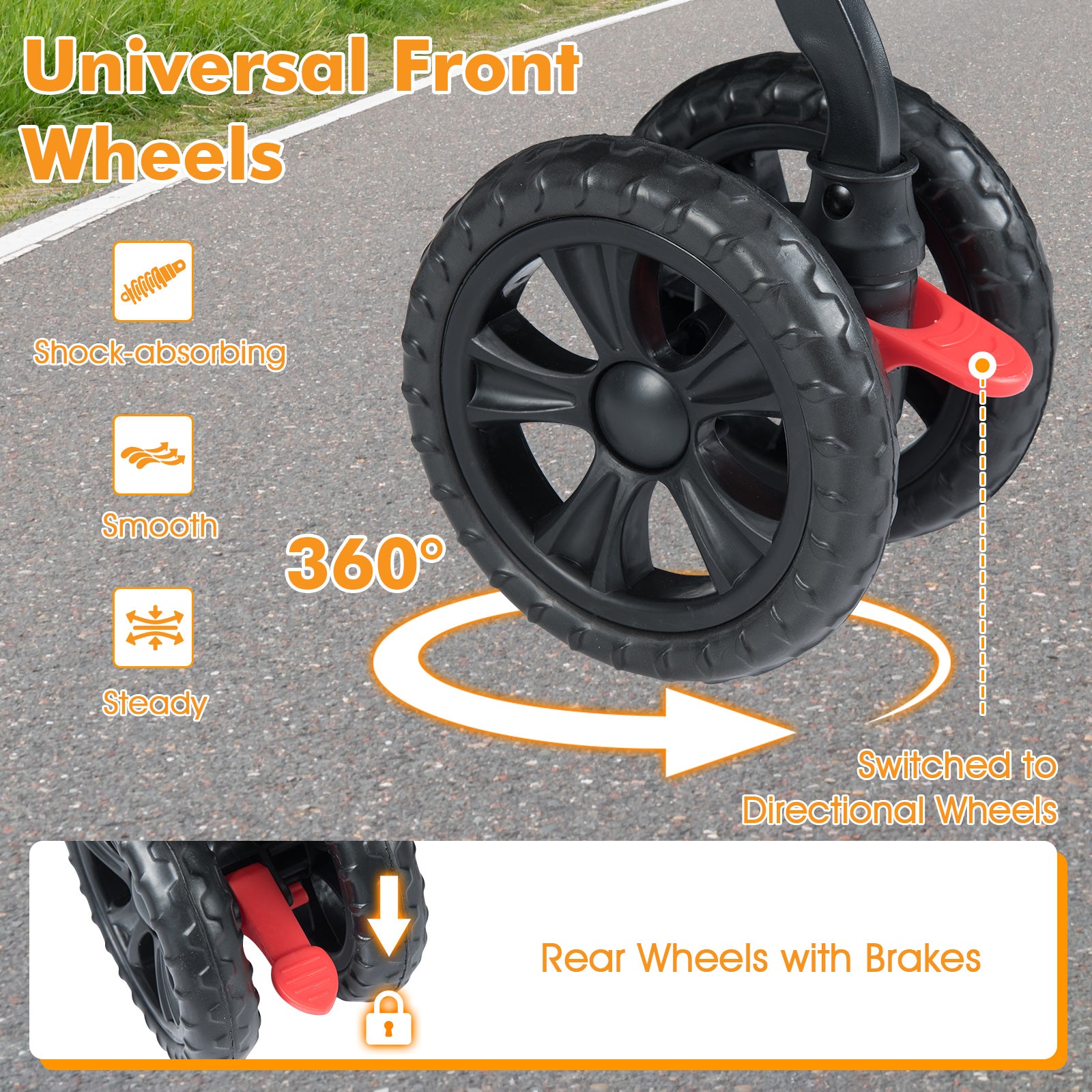 Foldable Double Pet Stroller with Adjustable Sunshade and Storage Basket