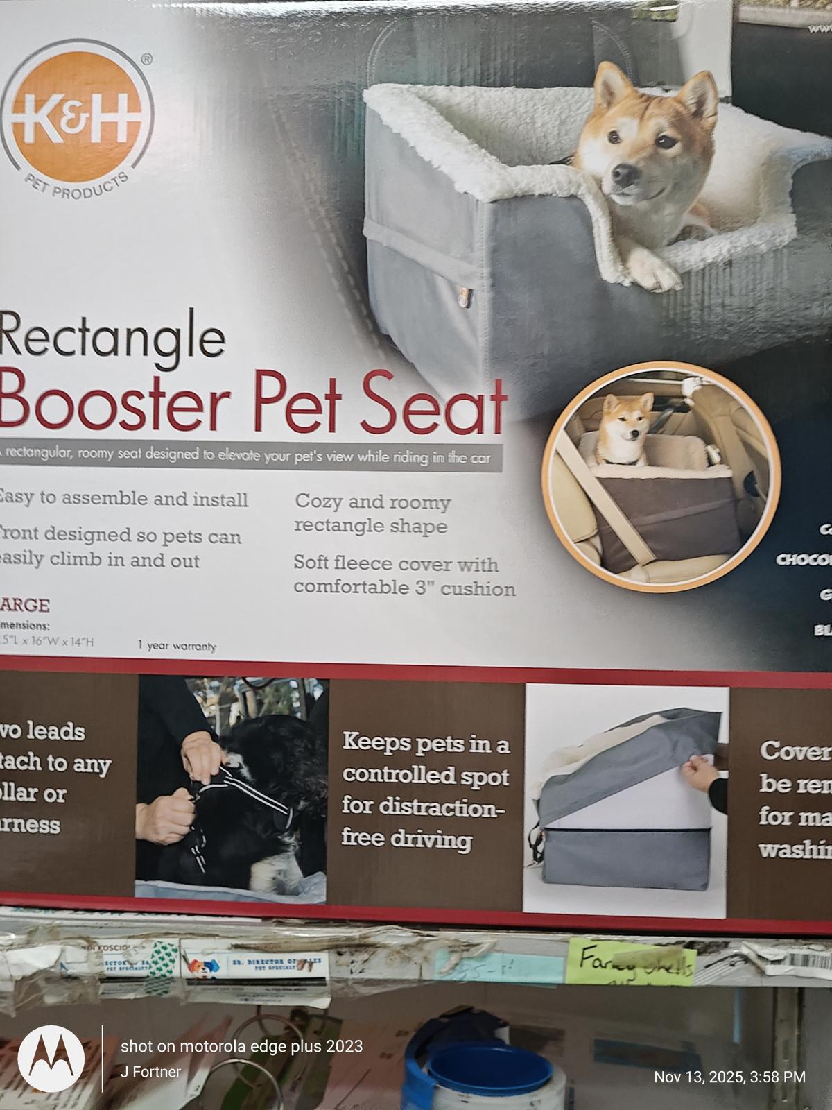 K&H Rectangle Pet Booster Pet Dog Car Seat - Large Grey