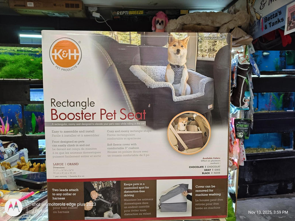 K&H Rectangle Pet Booster Pet Dog Car Seat - Large Grey