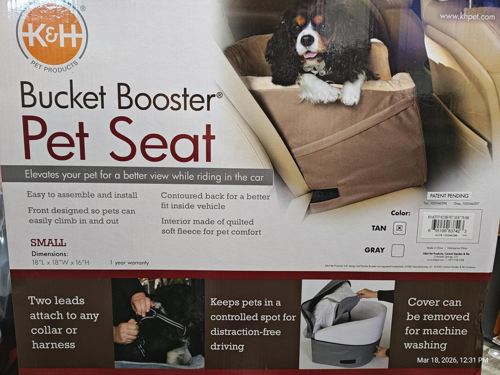 K&H Bucket Booster Pet Dog Car Seat - SMALL TAN | PNC Family FInds