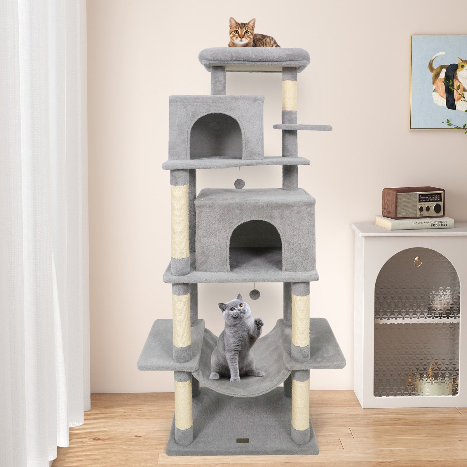 Large Cat Tree for Indoor Cats 70" Tall Cat Tower