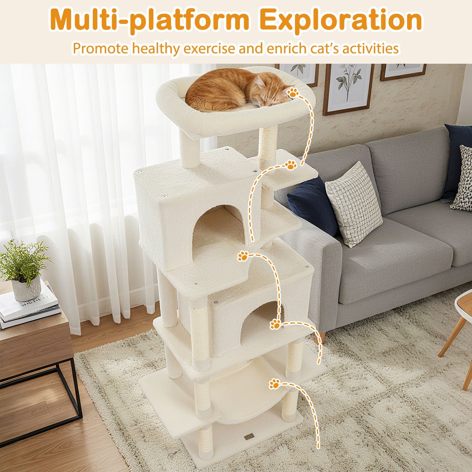 Large Cat Tree for Indoor Cats 70" Tall Cat Tower