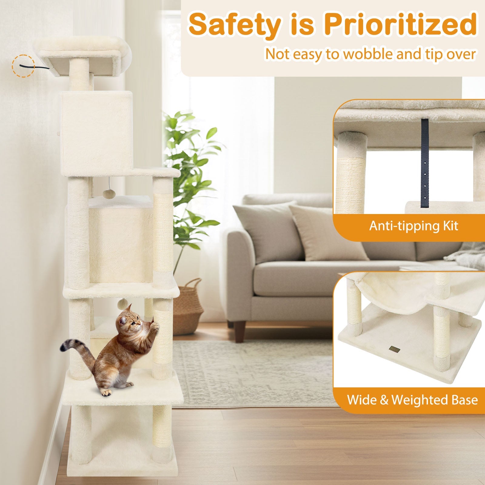Large Cat Tree for Indoor Cats 70" Tall Cat Tower