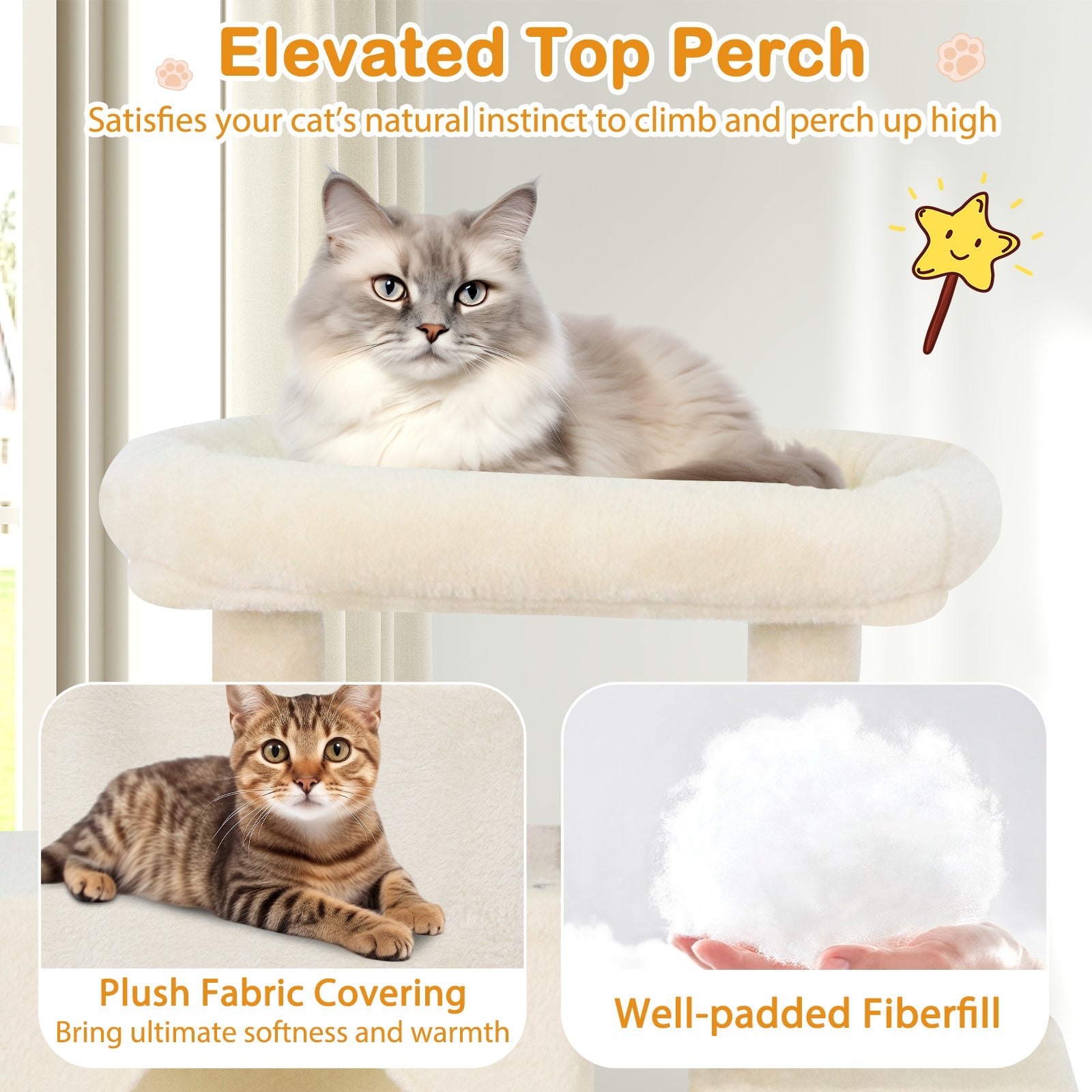 Large Cat Tree for Indoor Cats 70" Tall Cat Tower