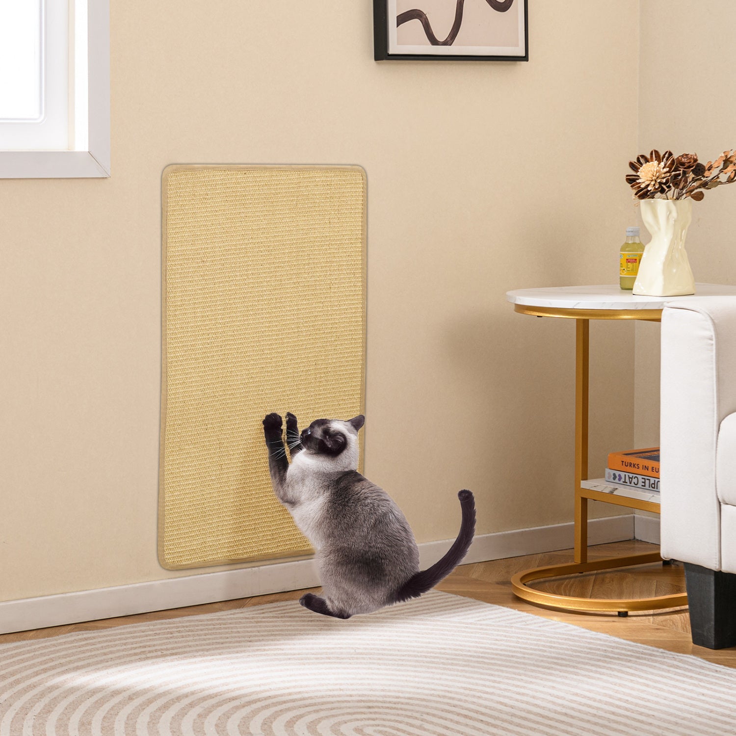2 Piece Cat Scratcher Mat Set 32 x 20 Inch Natural Sisal Pads