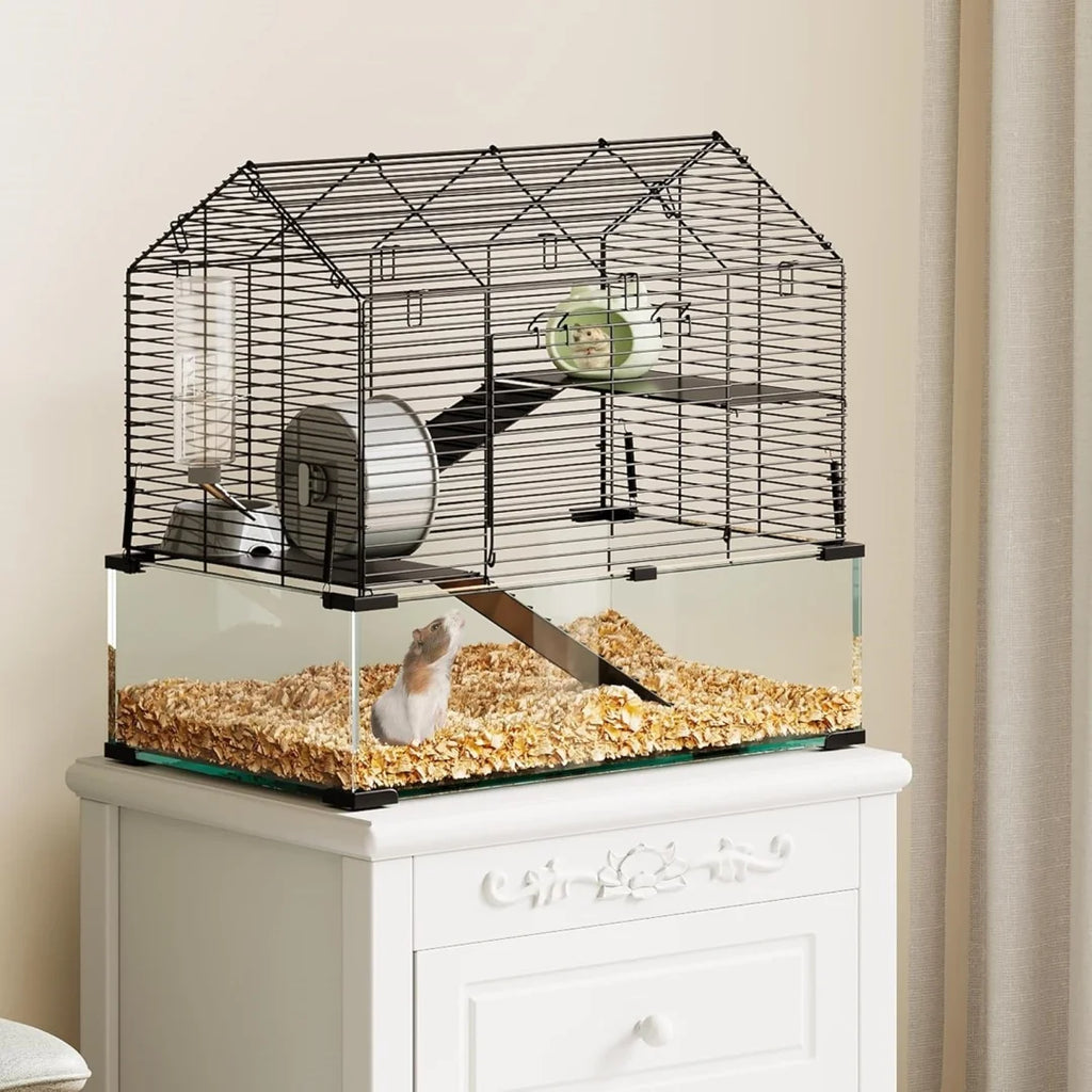 Large Metal Hamster Enclosure, + Glass Small Animal Cages for Littles