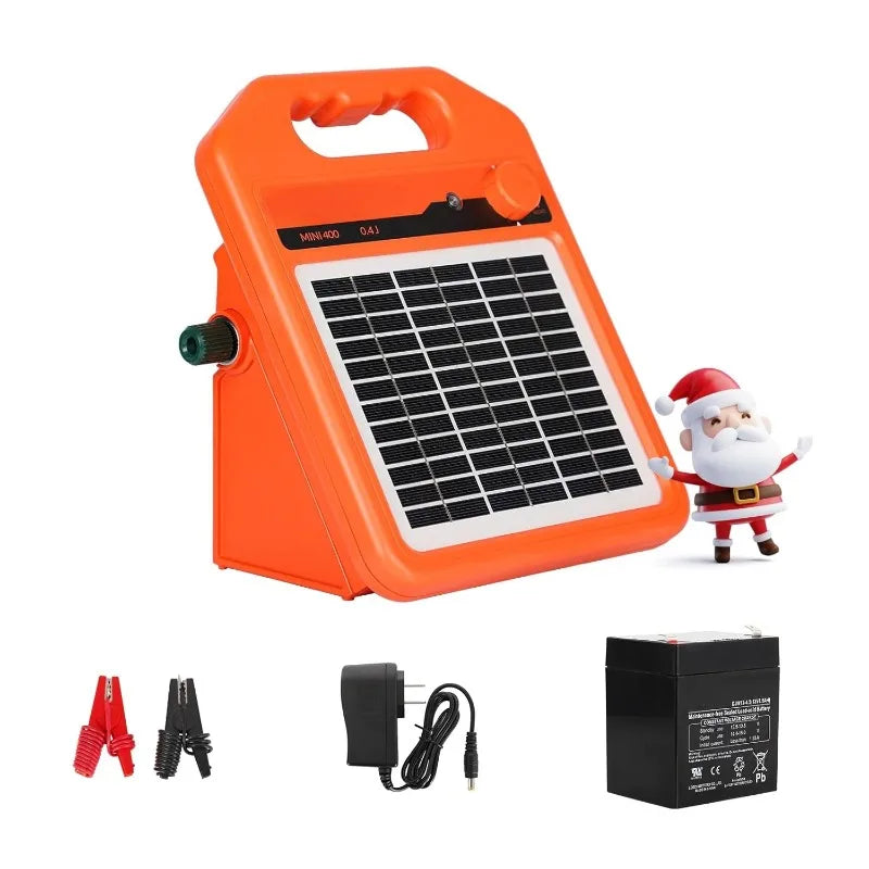 30 Miles Solar Electric Fence Charger, 0.4 Joule Solar for Livestock