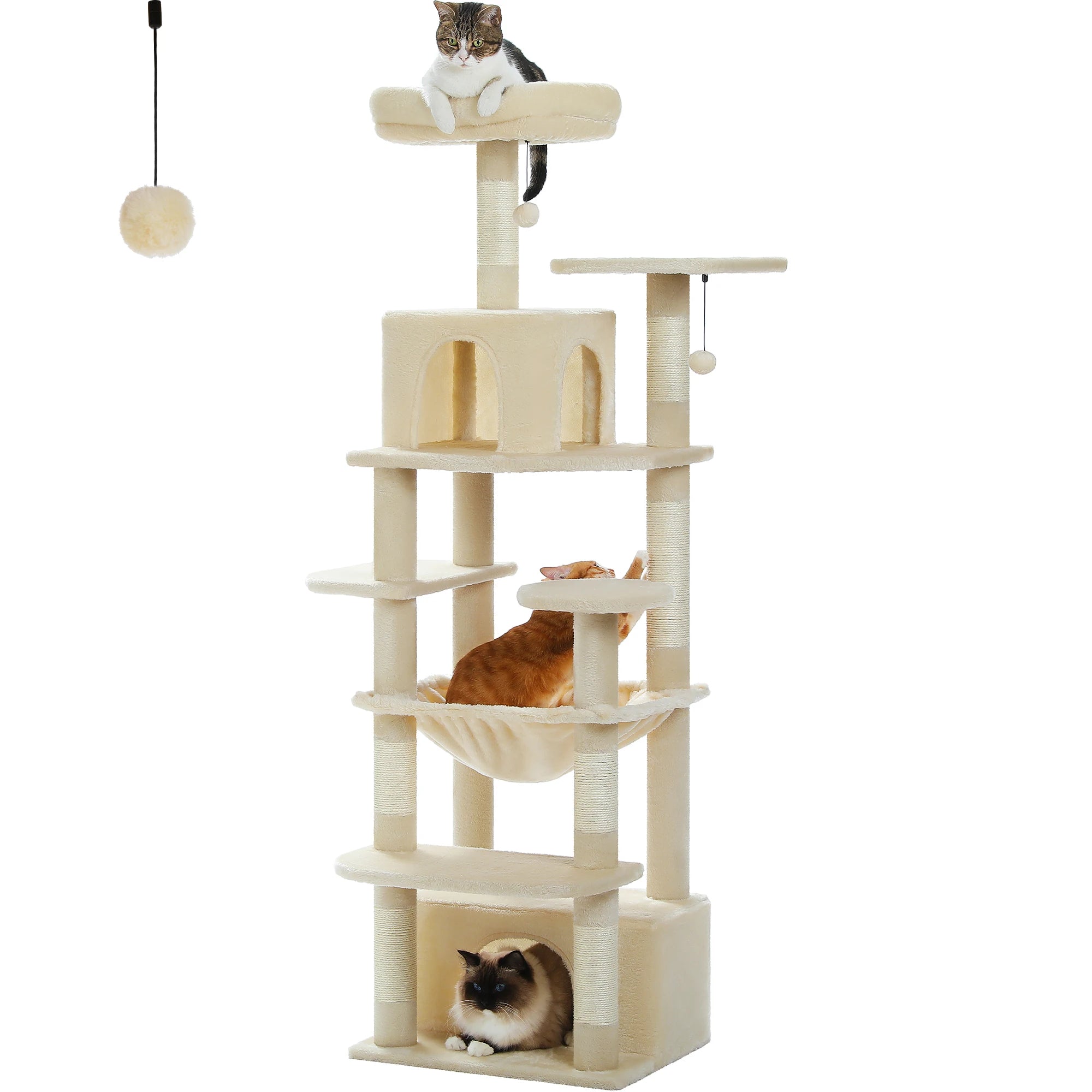 Large Cat Tree and Tower for Indoor Cats With Sisal-Covered Scratching Posts, Padded Perches and Condo