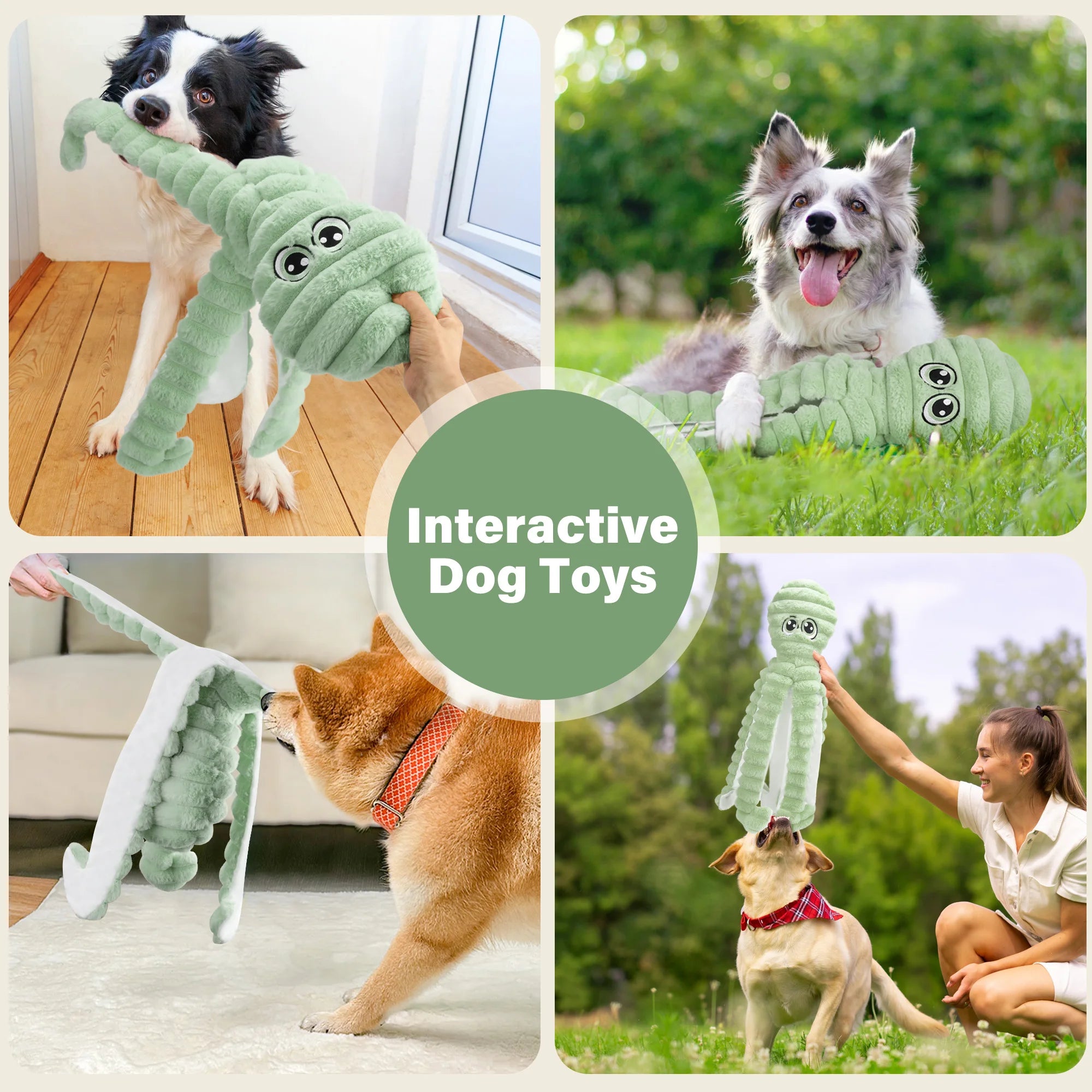 Octopus Design Pet Grinding Teeth Squeaky Plush Toy, Interactive Chewing Toy For Dog