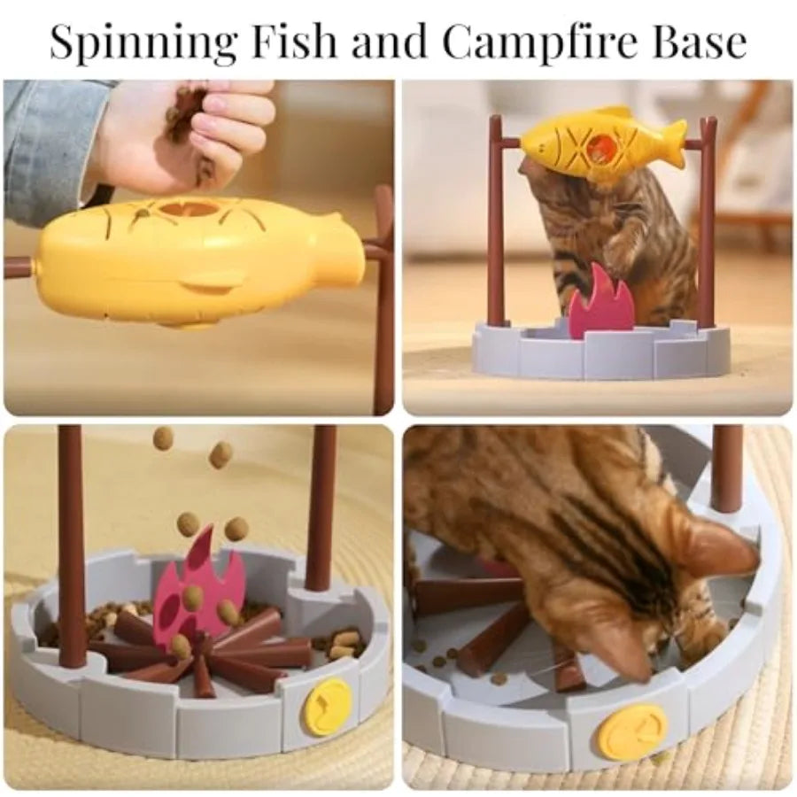 Cat Slow Feeder Treat Dispenser - Interactive Puzzle Toy for Small Pets