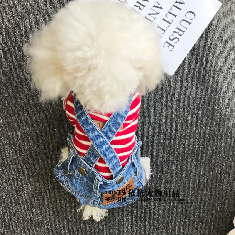 Denim Pet Dog Overalls, Spring Summer Puppy Vest/Cowboy Dog Clothes, Costume Jacket